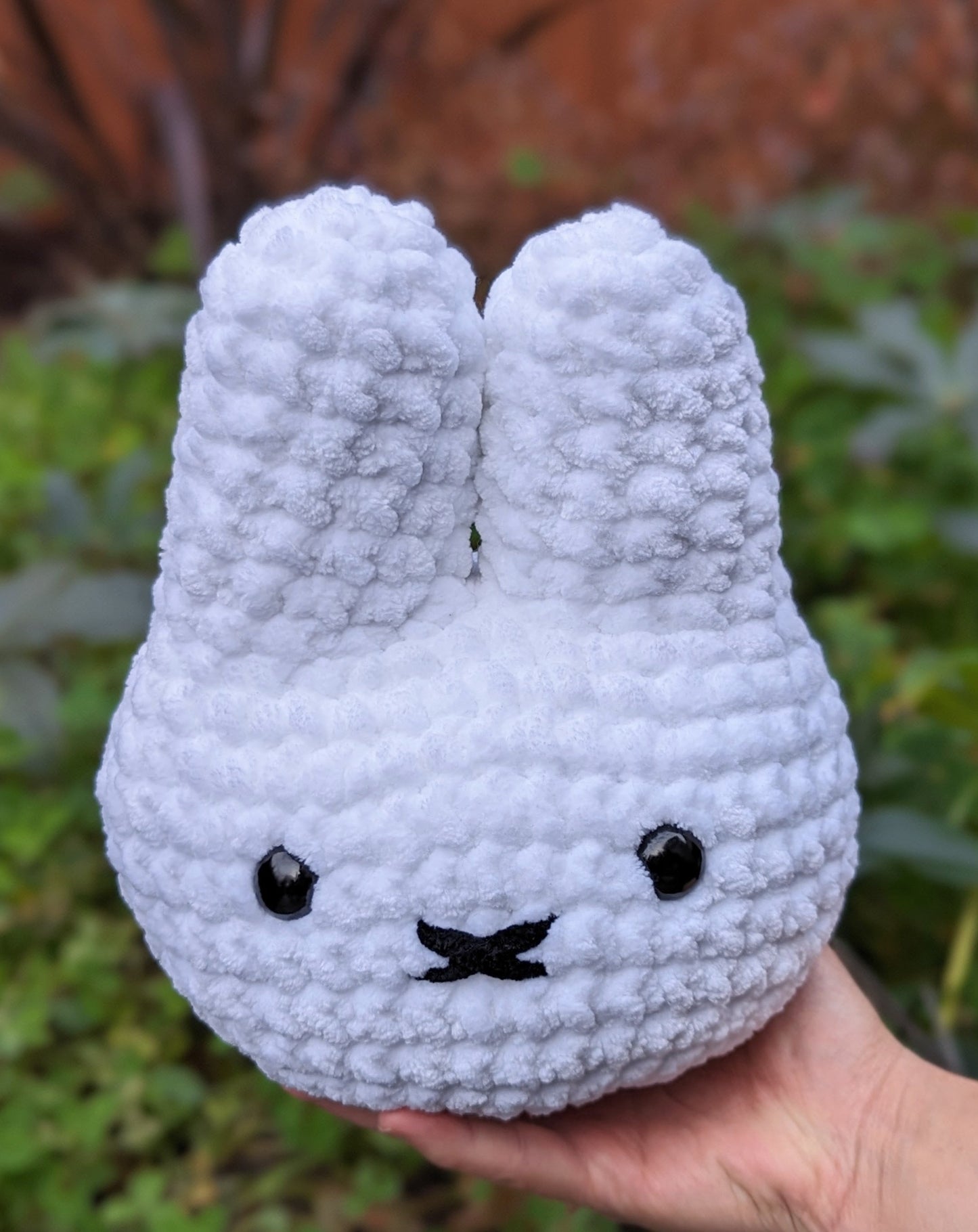 cute soft white bunny, stuffed animal plushie toy handmade with yarn miffy