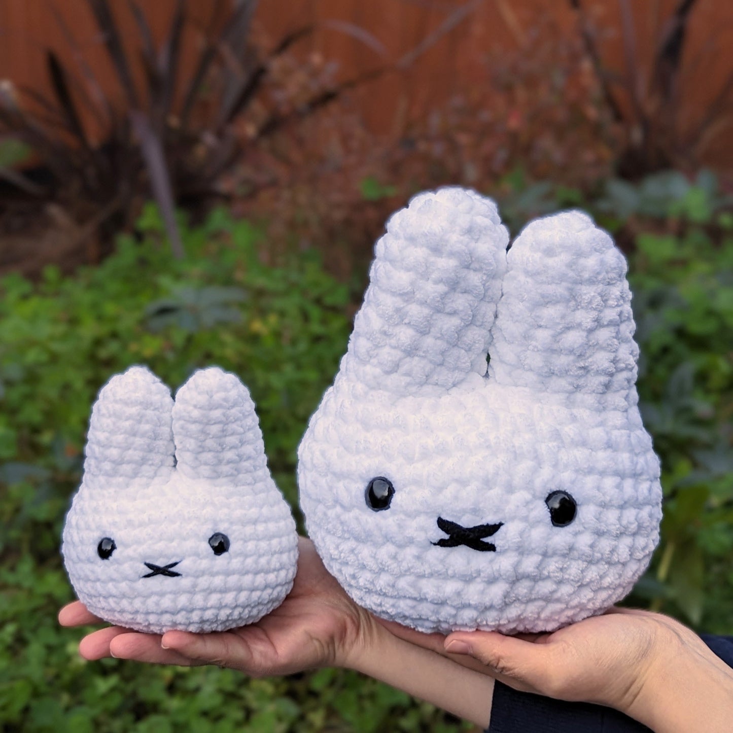 cute soft white bunny, stuffed animal plushie toy handmade with yarn miffy