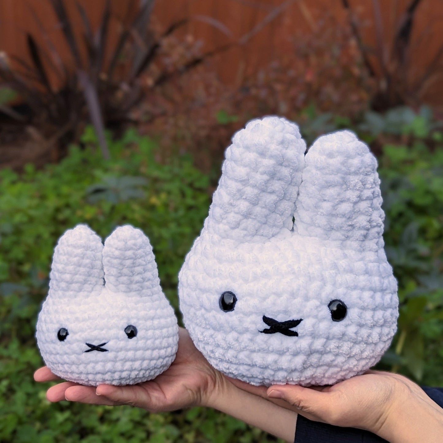 cute soft white bunny, stuffed animal plushie toy handmade with yarn miffy