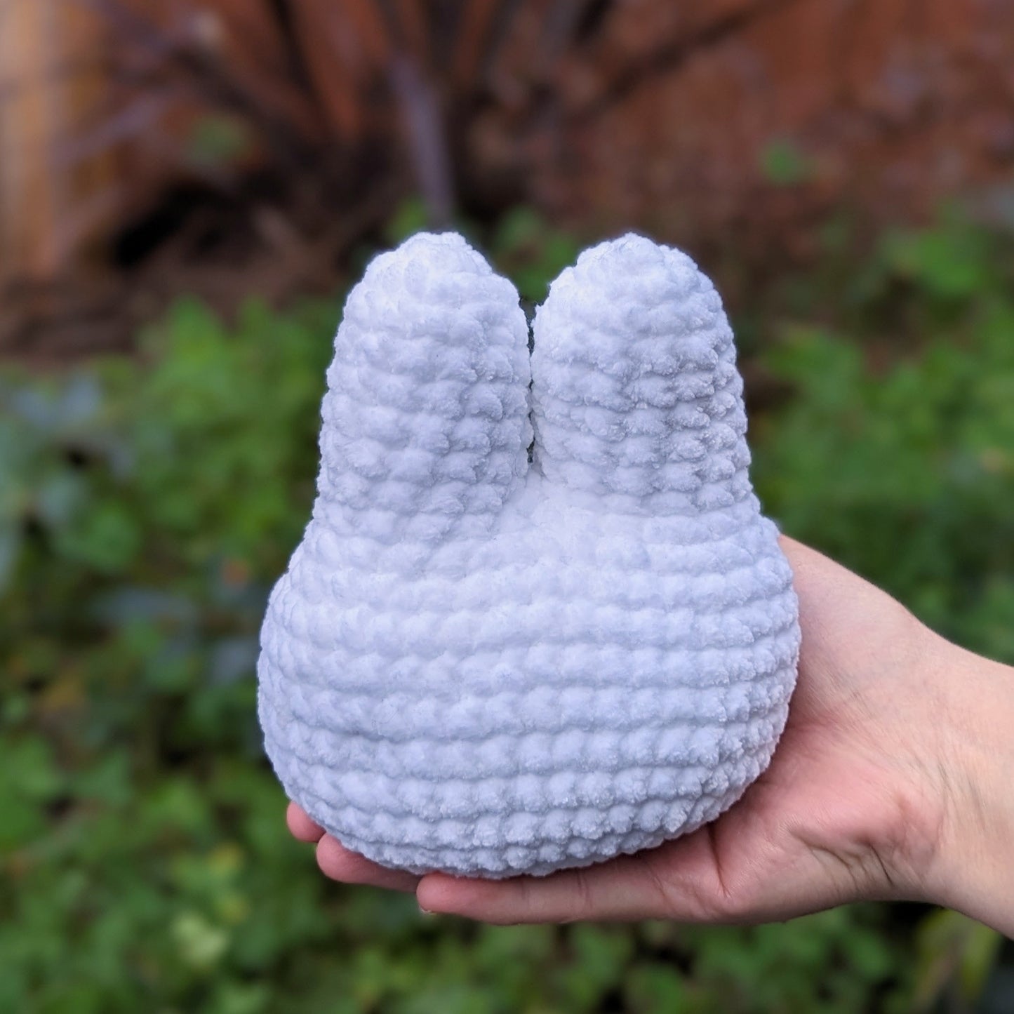 cute soft white bunny, stuffed animal plushie toy handmade with yarn miffy