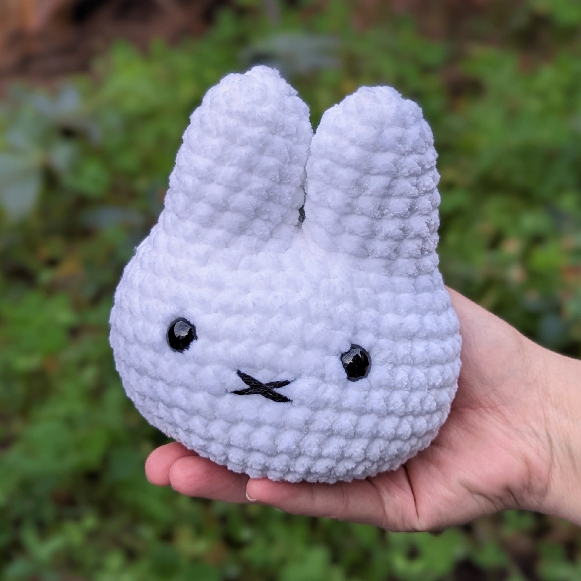 cute soft white bunny, stuffed animal plushie toy handmade with yarn miffy