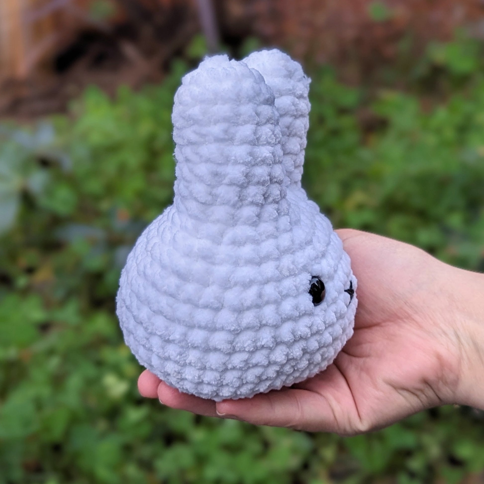 cute soft white bunny, stuffed animal plushie toy handmade with yarn miffy